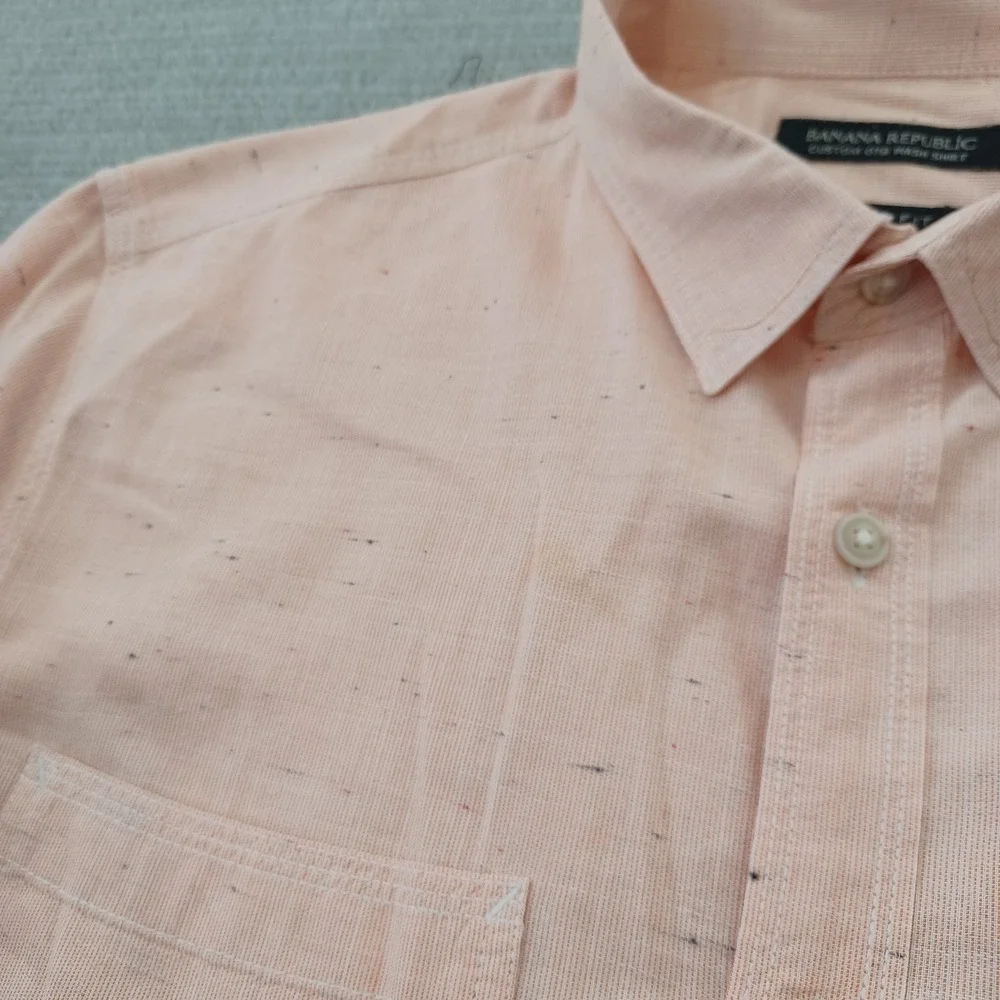 Banana Republic Grant Fit Shirt Mens‎ L Light Orange Casual Resort Beach